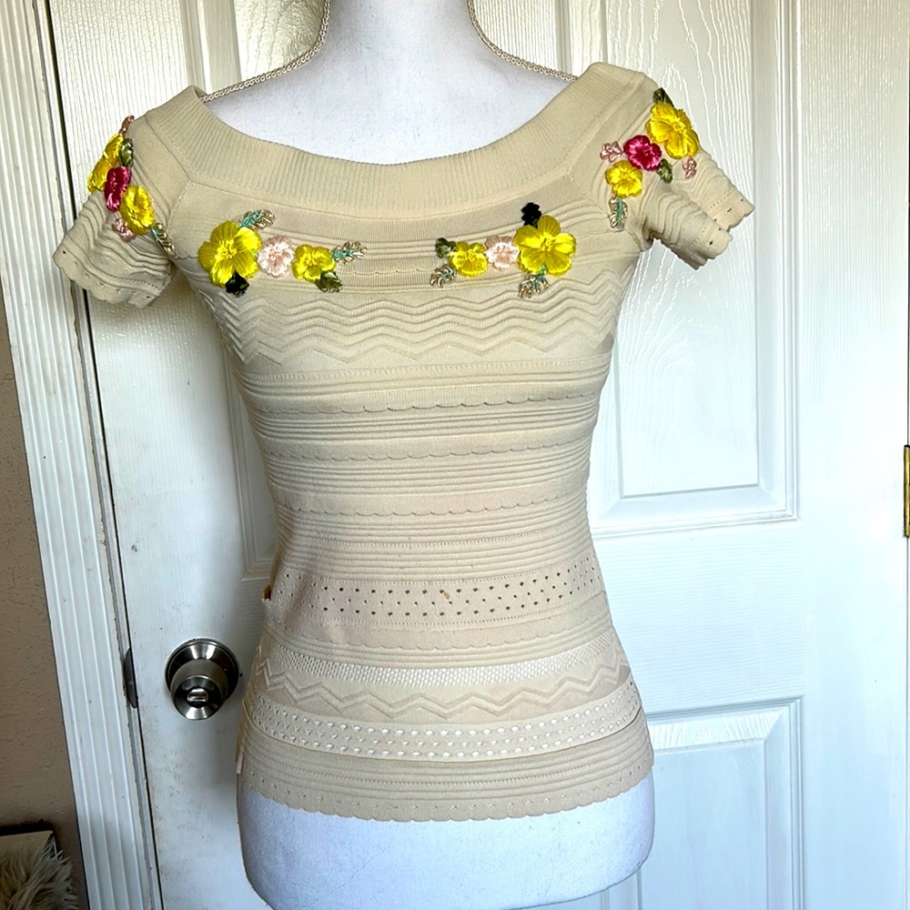 INC knit floral sweater